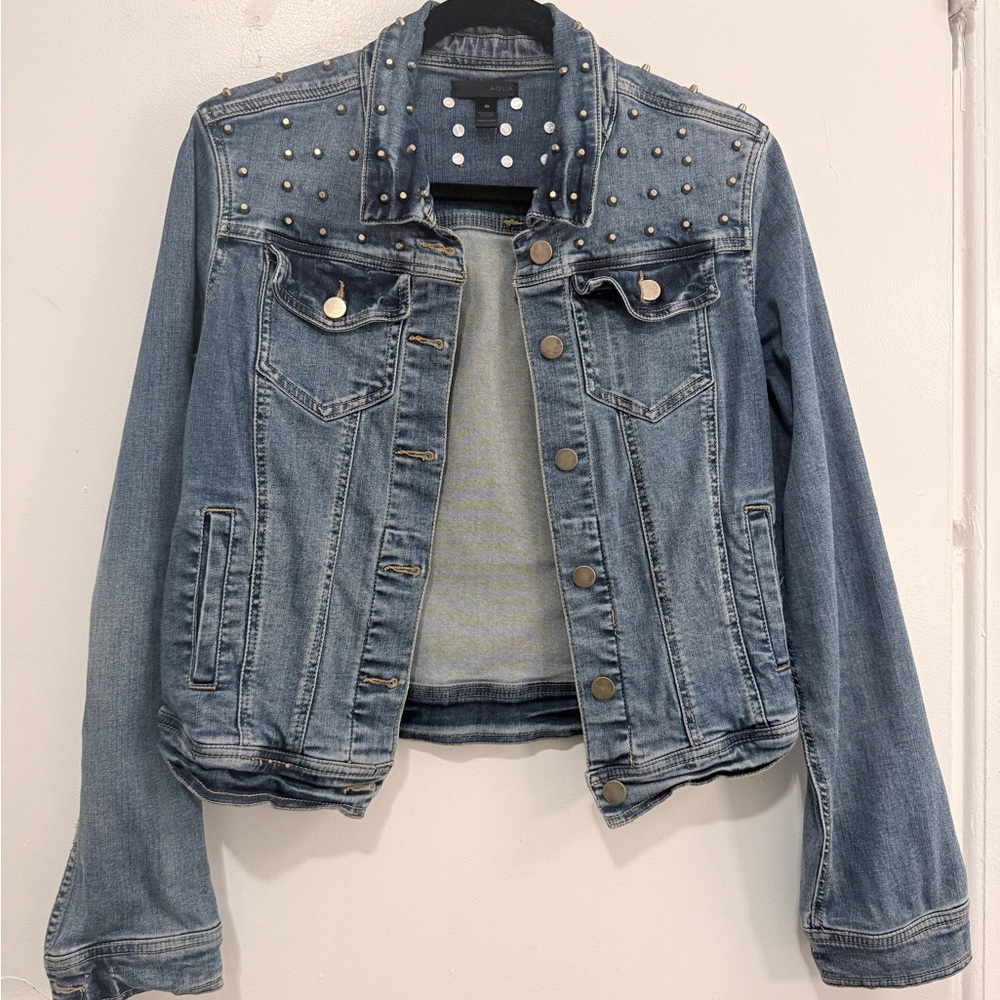Aqua Blue Studded Jean Jacket